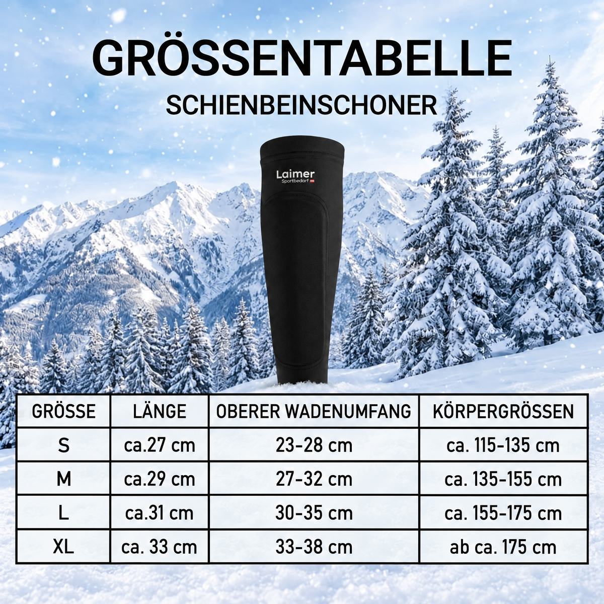 Größentabelle, Wadenumfang beachten!